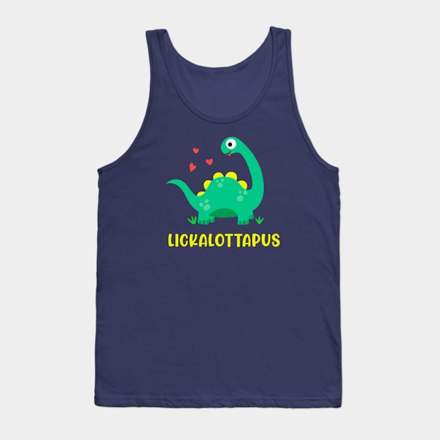 Lesbian - Lickalottapus with cute green dinosaur Design Tank Top by best-vibes-only